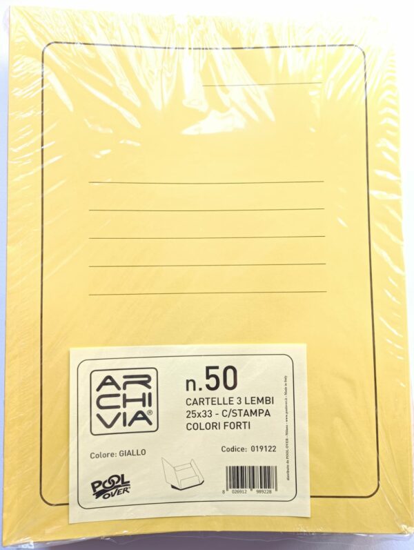 Cartellina manilla 3 lembi con stampa f.to A4 - giallo ARCHIVIA