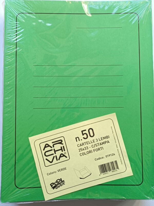 Cartellina manilla 3 lembi con stampa f.to A4 - verde ARCHIVIA