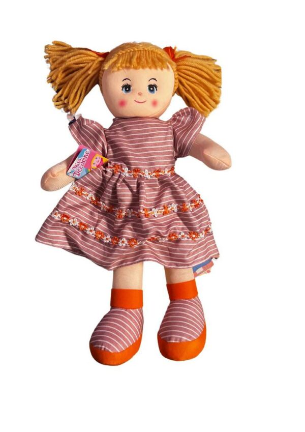 Bambola di pezza con vestito a righe MISS DECARINE - cm 50 - 12M+