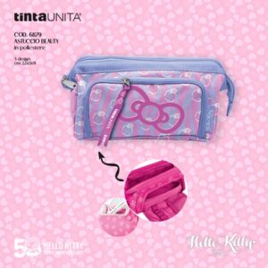 Astuccio Beauty TintaUNITA Hello Kitty - 3 cerniere - cm 22x13x9 - lilla