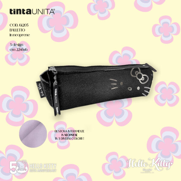 Astuccio bauletto in neoprene TintaUNITA Hello Kitty - cm 22x6x6 - nero
