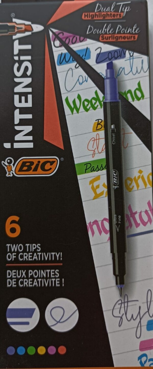 Pennarello Intensity BIC - Evidenziatore DUAL TIP 3 in 1 - 6 colori assortiti