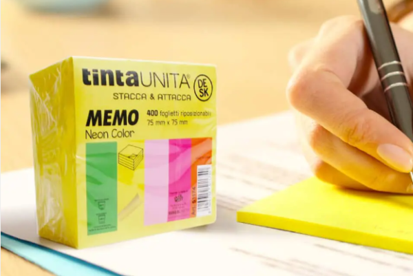 Stacca & attacca memo riposizionabili 400 ff mm 75x75 giallo canarino