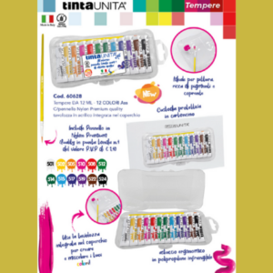 Tempere 12 ml - astuccio/tavolozza - 12 colori + pennello in nylon