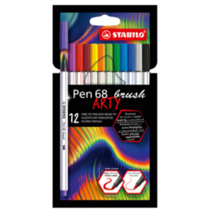 Pennarello Pen 68 Brush Arty Line 568/12 - colori assortiti - Stabilo - astuccio