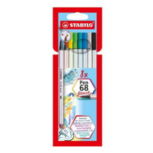 Pennarello Pen 68 Brush Arty Line 568/8 - colori assortiti - Stabilo - astuccio