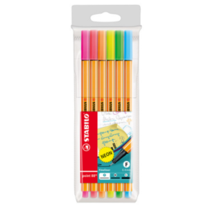 Fineliner Point 88 - tratto 0,4 mm - colori assortiti neon - Stabilo - conf. 6 p
