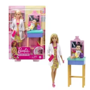 Barbie Carriere Playset Pediatra con Bambola Bionda, Neonato, Camice e Accessori