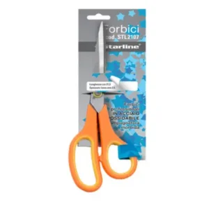 Forbici - 21,5 cm - lama in acciaio - impugnatura gomma morbida - arancione