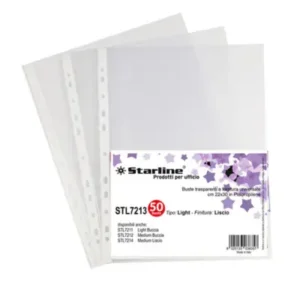 Buste forate Light - liscio - 22x30 cm - trasparente - Starline - conf. 50 pezzi