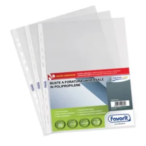 *PROMO PACK* 50 Buste forate Special PP - Superior - liscia - 22x30 cm - trasparente - Favorit