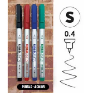 Pennarello indelebile punta S - 0.4 - 4 colori - asciugatura rapida