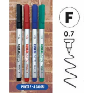 Pennarello indelebile punta F - 0.7 - 4 colori - asciugatura rapida