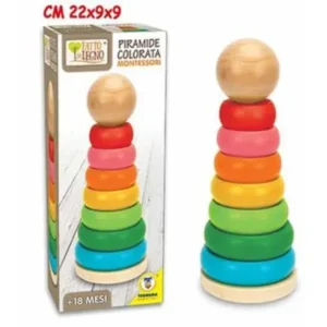 FATTO DI LEGNO - PIRAMIDE AD ANELLI COLORATA