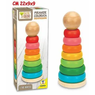 FATTO DI LEGNO - PIRAMIDE AD ANELLI COLORATA