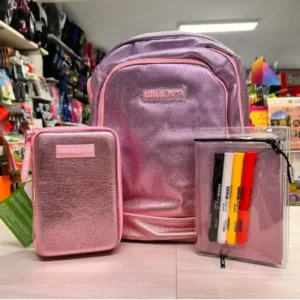 Assortimento zaino + astuccio + diario TINTA UNITA GLAMOUR Rosa